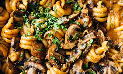 Bowl of Mushroom Stroganoff Pasta